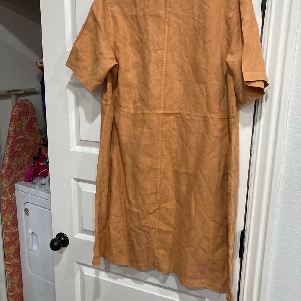 Linen Burnt Orange Midi Dress - Picture 6 of 6